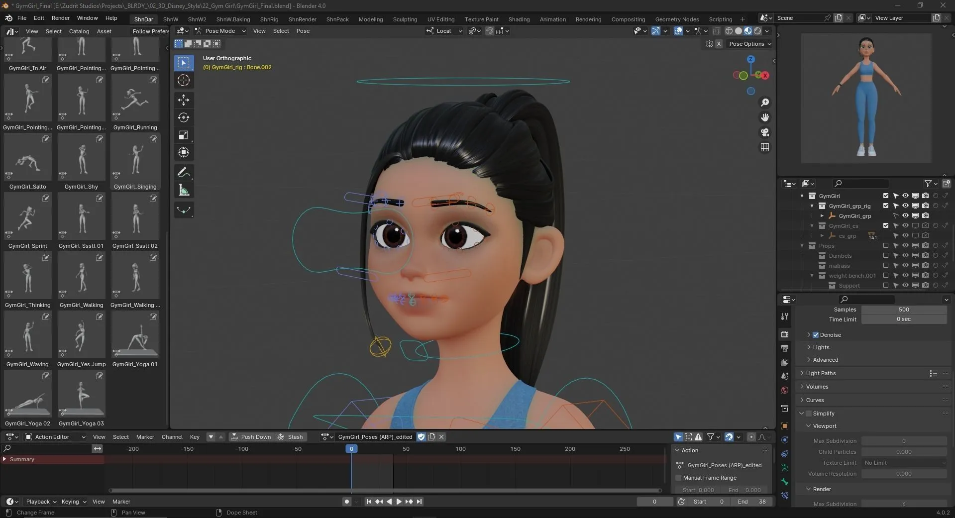 Sports Gym Fitness Woman low-poly quad topology wireframe mesh